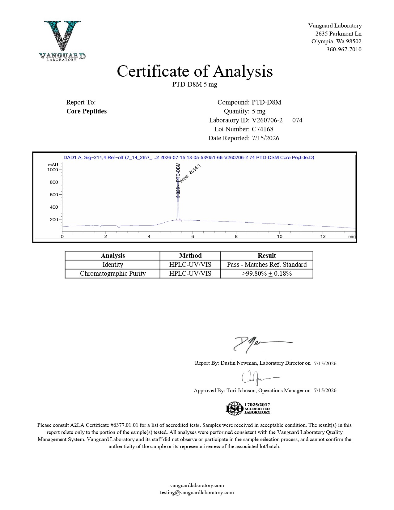 PTD-DBM (5mg) - Certificate of Analysis PTD-DBM (5mg) - Certificate of Analysis